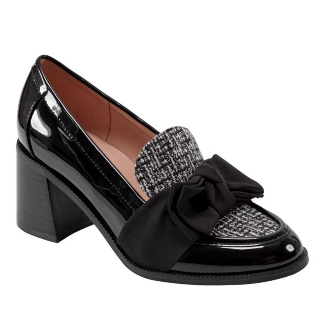 Black Patent/White Boucle Multi