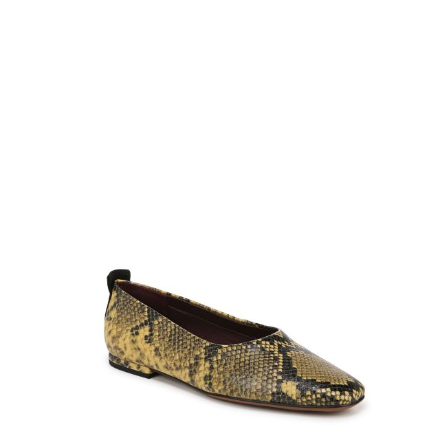 Yellow Snake Print Faux Leather