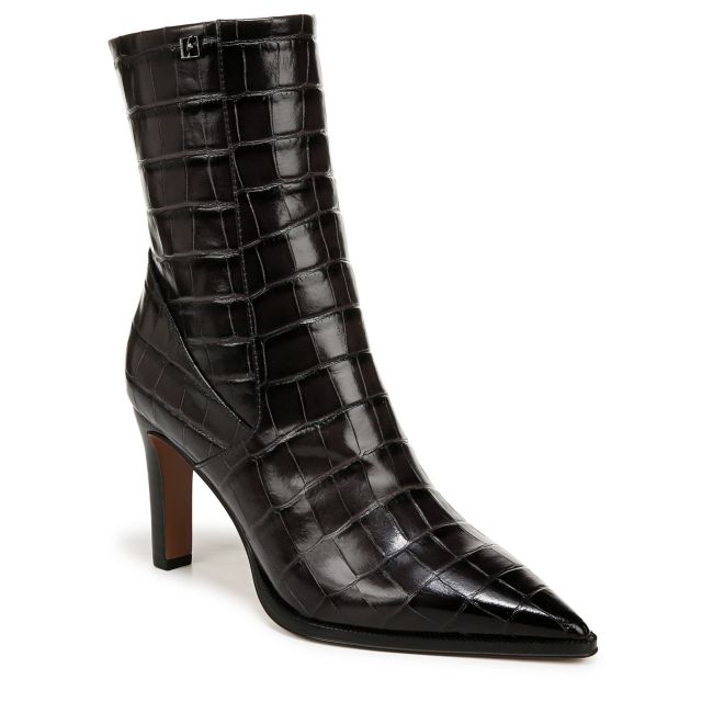 Dark Grey Croc Print Leather