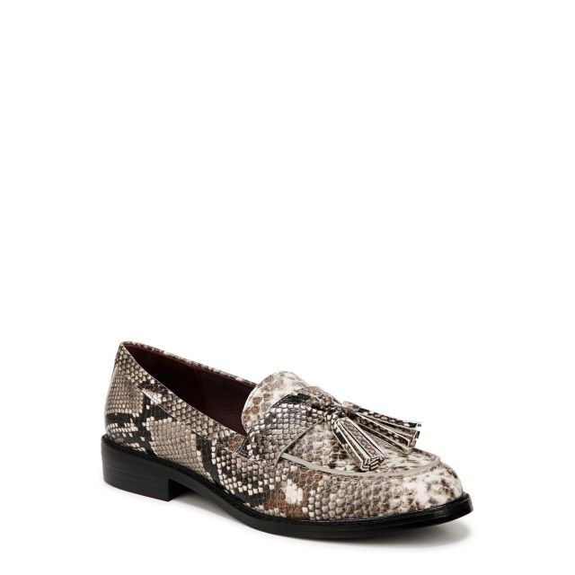 Grey Snake Print Faux Leather