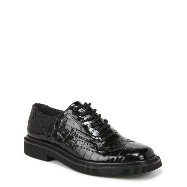 Black Croc Print Faux Leather