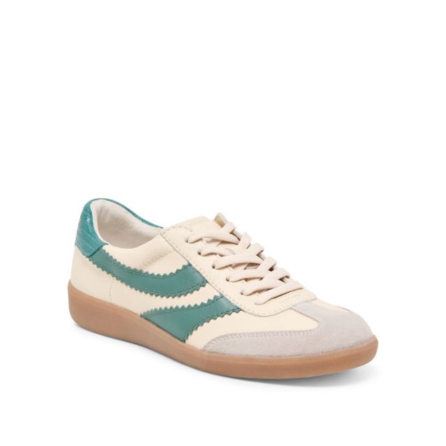 WHITE/GREEN LEATHER