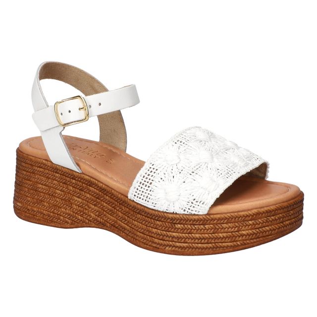 White Floral Raffia-Leather
