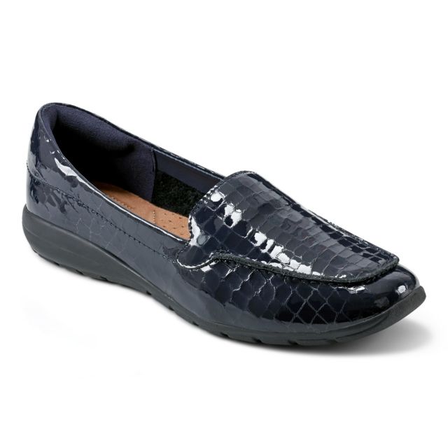 Dark Blue Croco Patent Leather
