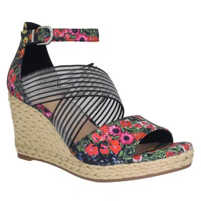 Tizane Platform Wedge Stretch Sandal with Memory Foam