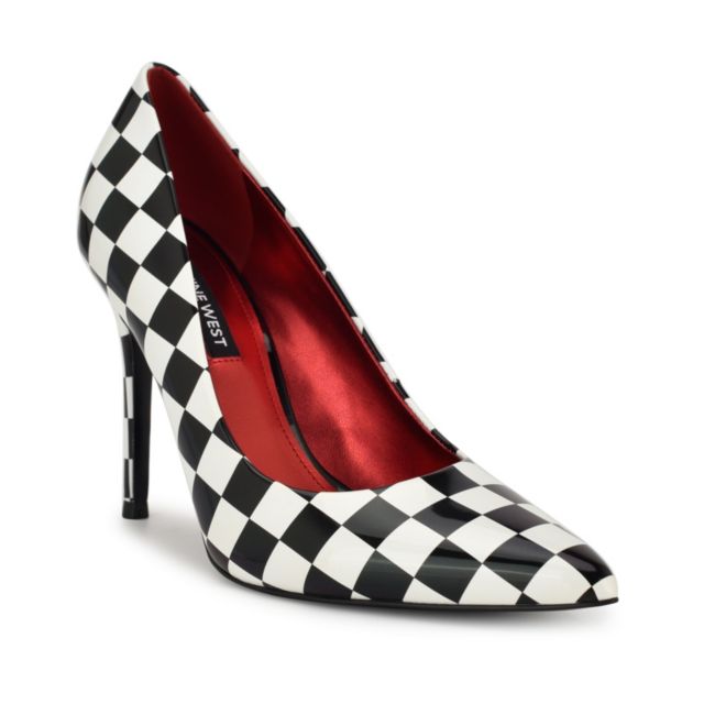 Black/White Checkered Patent