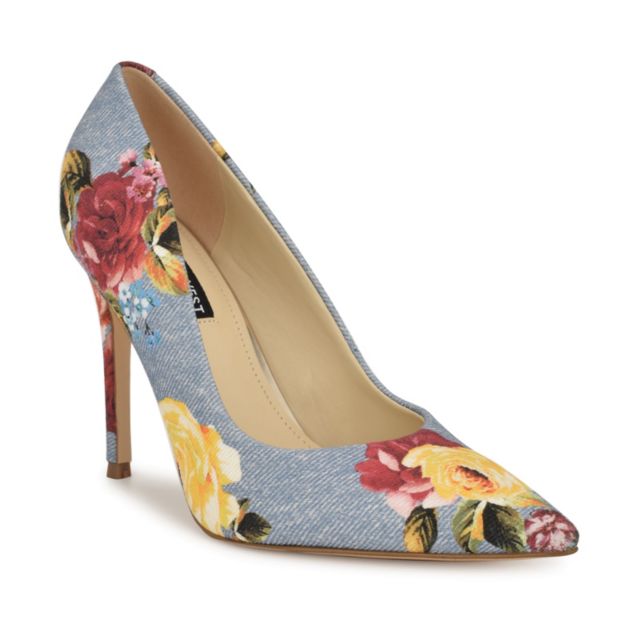 Blue Scattered Rose Denim Multi