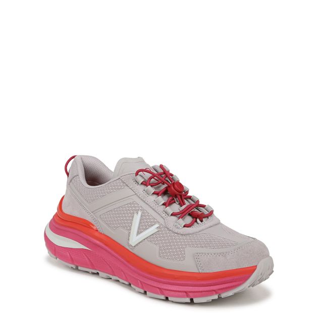 Soft Oyster & Magenta Leather
