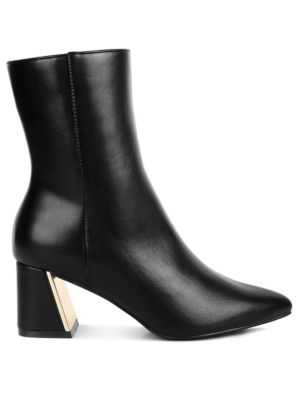 Kaira Metallic Accent Heel High Ankle Boots