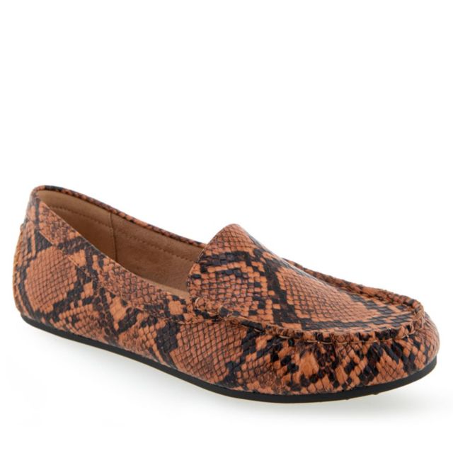 Tan Printed Snake Pu