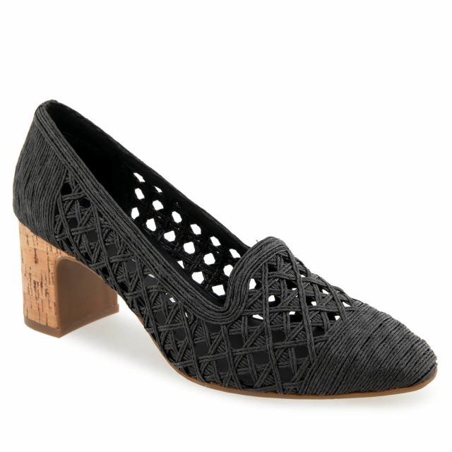 Black Embroidered Raffia