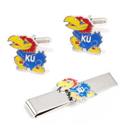 NCAA University of Kansas Jayhawks Cufflinks and Tie Bar Gift Set