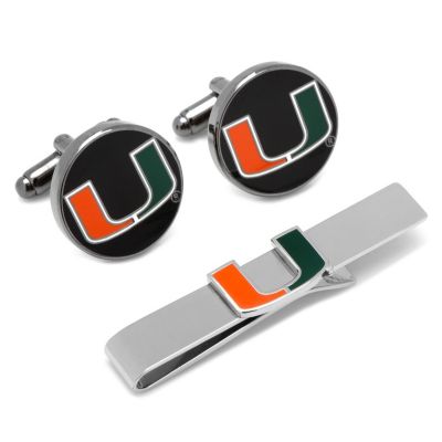 NCAA Miami Hurricanes Cufflinks and Tie Bar Gift Set