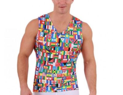 Men International Flags Print Sleeveless V-Neck