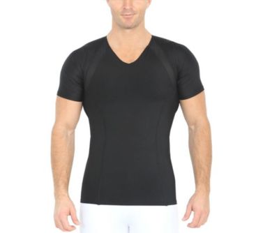 Men Mesh Panel Short Sleeve V-neck