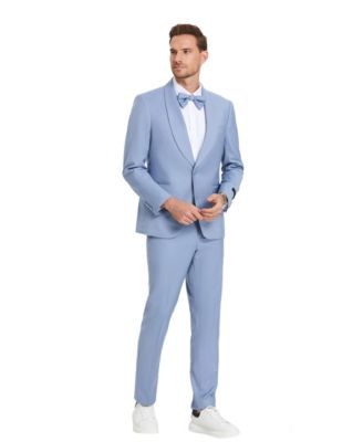 Mens Solid Suits 2-PC with Matching Bowtie