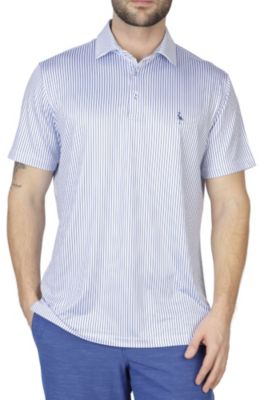Stripes Performance Polo with Dress Shirt Collar