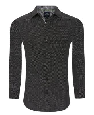 Tom Baine Slim Fit Performance Long Sleeve Geometric Button Down