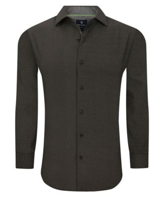 Tom Baine Slim Fit Performance Long Sleeve Geometric Button Down