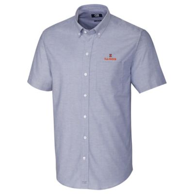 NCAA Light Illinois Fighting Illini Stretch Oxford Button-Down Short Sleeve Shirt