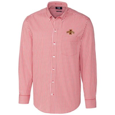 NCAA Iowa State Cyclones Big & Tall Stretch Gingham Long Sleeve Button Down Shirt