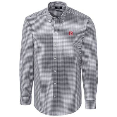 Rutgers Scarlet Knights NCAA Big & Tall Stretch Gingham Long Sleeve Button Down Shirt