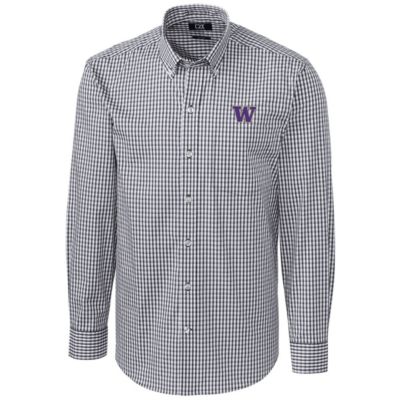 NCAA Washington Huskies Big & Tall Stretch Gingham Long Sleeve Button Down Shirt