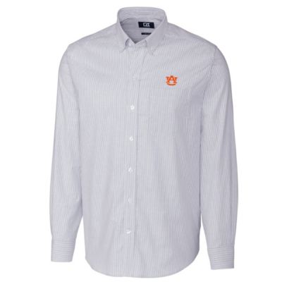 NCAA Light Auburn Tigers Big & Tall Stretch Oxford Stripe Long Sleeve Button Down Shirt