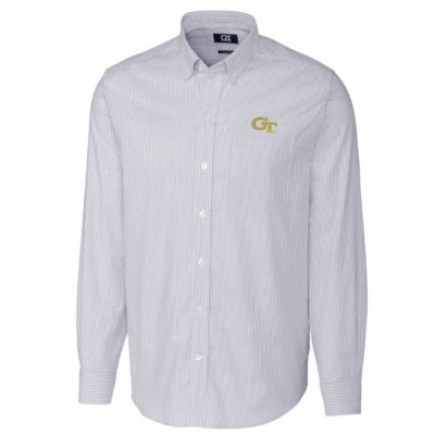 Georgia Tech Yellow Jackets NCAA Light Big & Tall Stretch Oxford Stripe Long Sleeve Button Down Shirt