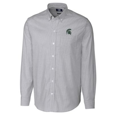 NCAA Michigan State Spartans Big & Tall Stretch Oxford Stripe Long Sleeve Button Down Shirt