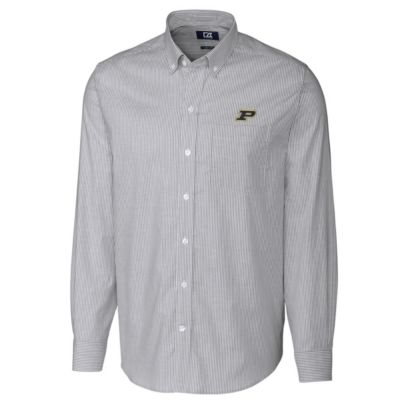 NCAA Purdue Boilermakers Big & Tall Stretch Oxford Stripe Long Sleeve Button Down Shirt