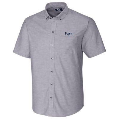 MLB Tampa Bay Rays Short Sleeve Stretch Oxford Button-Down Shirt - Charcoal