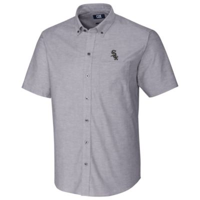 Chicago White Sox MLB Short Sleeve Stretch Oxford Button-Down Shirt - Charcoal