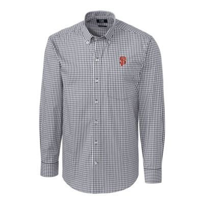 MLB San Francisco Giants Big & Tall Stretch Gingham Long Sleeve Button-Down Shirt