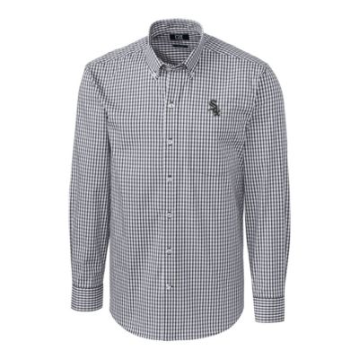 Chicago White Sox MLB Big & Tall Stretch Gingham Long Sleeve Button-Down Shirt