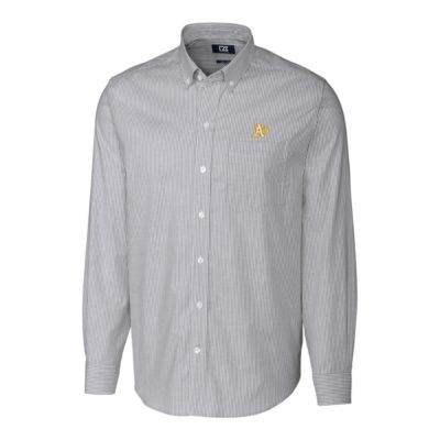 MLB Oakland Athletics Big & Tall Stretch Oxford Striped Long Sleeve Button-Down Shirt