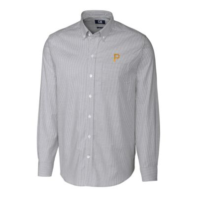 MLB Pittsburgh Pirates Big & Tall Stretch Oxford Striped Long Sleeve Button-Down Shirt