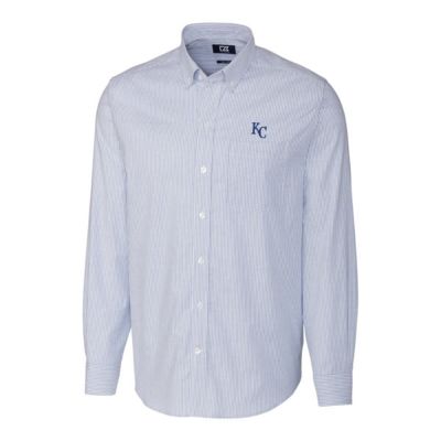 MLB Kansas City Royals Big & Tall Stretch Oxford Striped Long Sleeve Button-Down Shirt