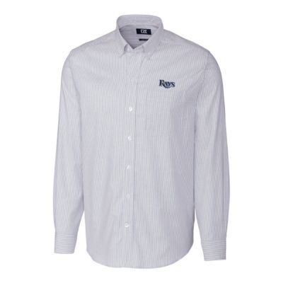 MLB Tampa Bay Rays Big & Tall Stretch Oxford Striped Long Sleeve Button-Down Shirt