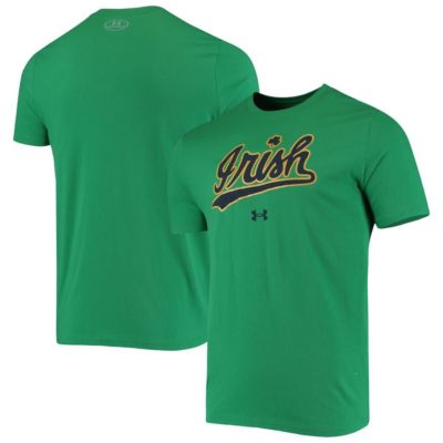 NCAA Under Armour Kelly Notre Dame Fighting Irish Wordmark Logo Performance Cotton T-Shirt