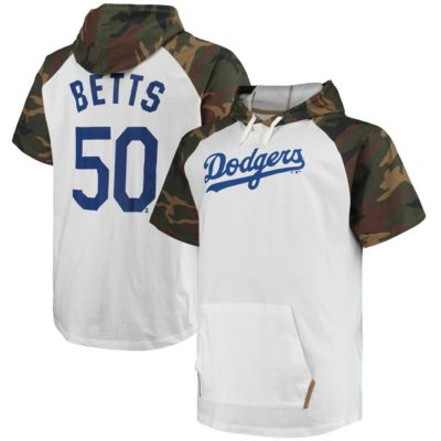 MLB Mookie Betts White/Camo Los Angeles Dodgers Player Big & Tall Raglan Hoodie T-Shirt