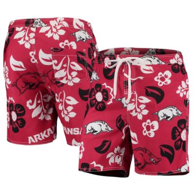 NCAA Arkansas Razorbacks Floral Volley Logo Swim Trunks