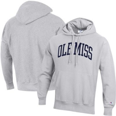 NCAA Heathered Ole Miss Rebels Team Arch Reverse Weave Pullover Hoodie