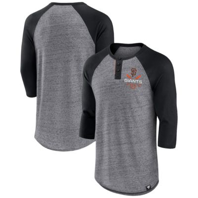 MLB Fanatics ed San Francisco Giants Iconic Above Heat Speckled Raglan Henley 3/4 Sleeve T-Shirt