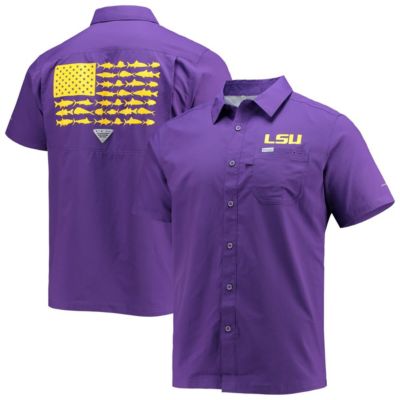 NCAA PFG LSU Tigers Slack Tide Camp Button-Up Shirt