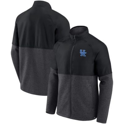 NCAA Fanatics Black/Heathered Kentucky Wildcats Durable Raglan Full-Zip Jacket