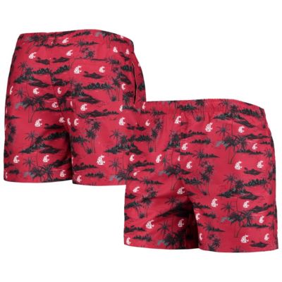 NCAA Washington State Cougars Island Palm Swim Trunks