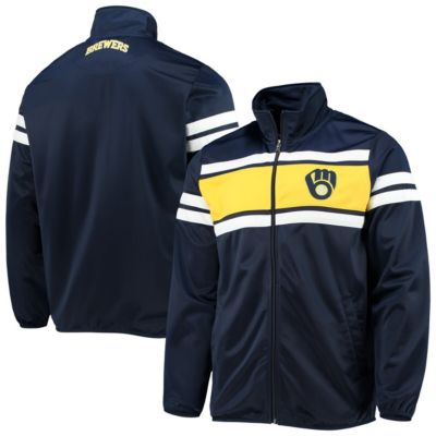 MLB Navy/Gold Milwaukee Brewers Power Pitcher Full-Zip Track Jacket