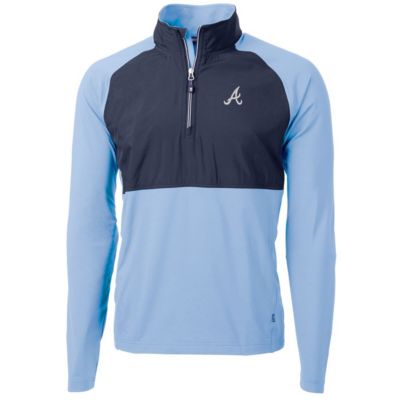 MLB Light Blue/Navy Atlanta Braves Adapt Eco Knit Hybrid Recycled Quarter-Zip Pullover Jacket