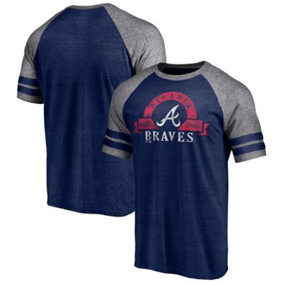 MLB Fanatics Atlanta Braves Utility Two-Stripe Raglan Tri-Blend T-Shirt
